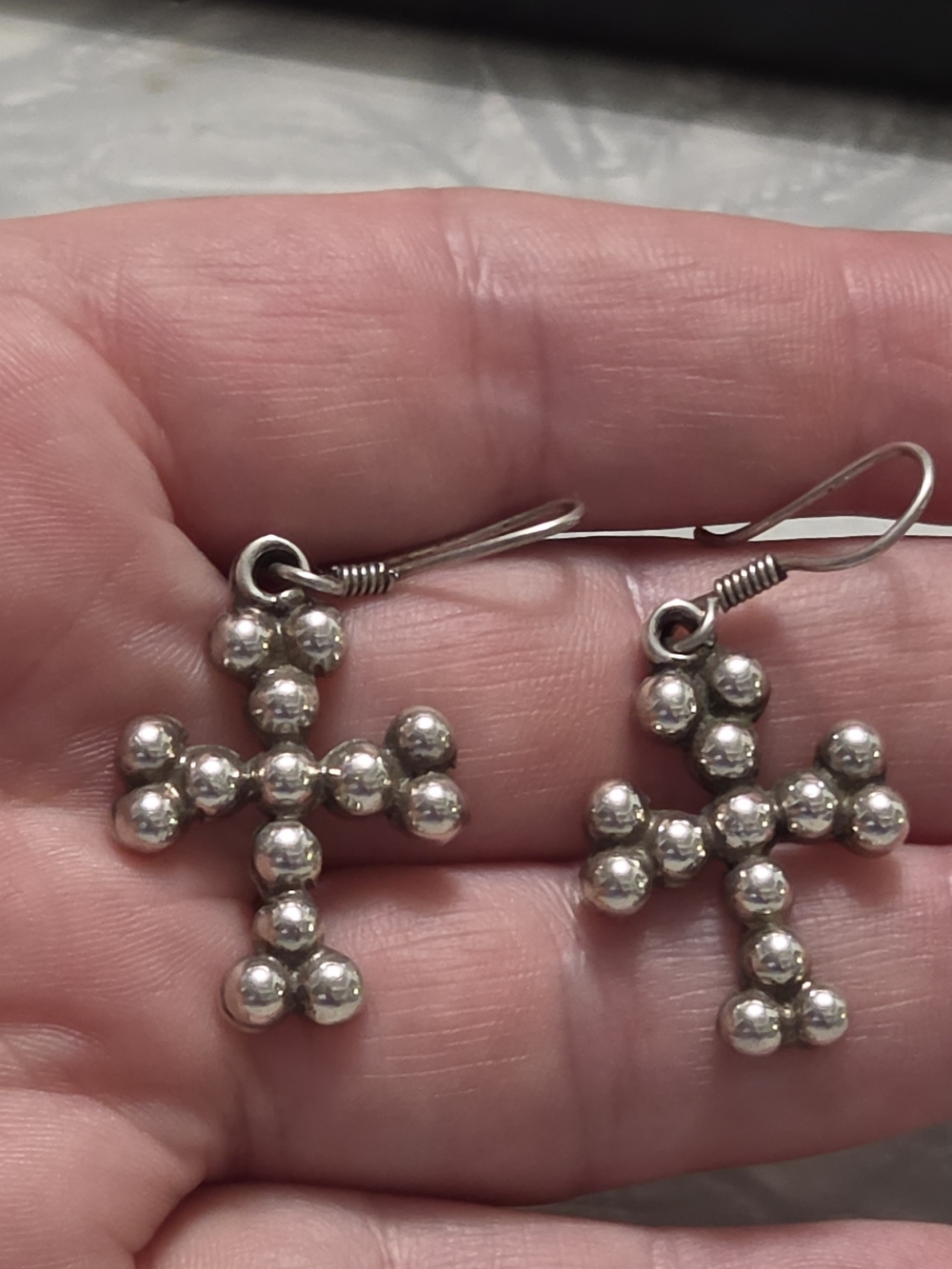 925 Sterling Silver Cross Earrings Unique Texture